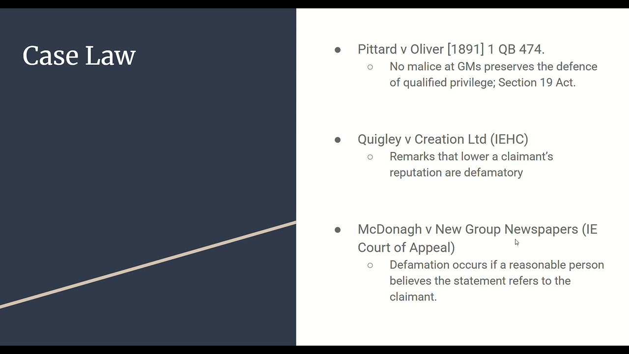 Irish Tort Law: Defamation Law in Ireland.