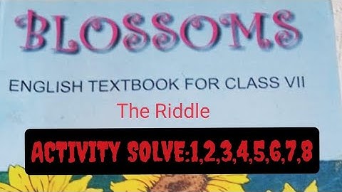 W.B.ENGLISH | THE RIDDLE | ACTIVITY SOLVE-1,2,3,4,5,6,7,8(PART-I)