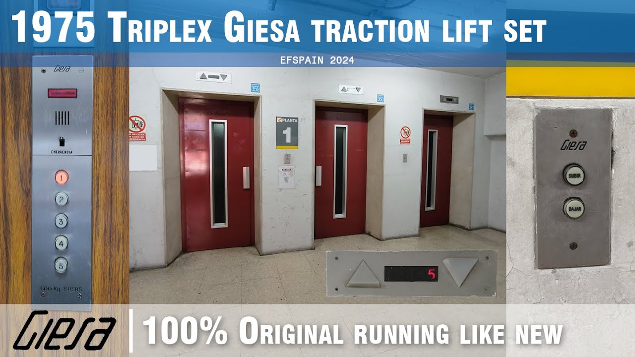 [Birthday Special] ORIGINAL & TRIPLEX - 1975 Giesa traction lifts @ A Car Park, Madrid
