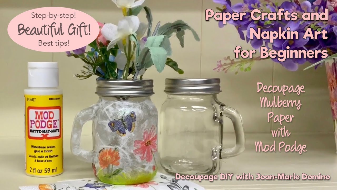 HOW TO DECOUPAGE MULBERRY PAPER ON GLASS / SIMPLE BEAUTIFUL DECOR to