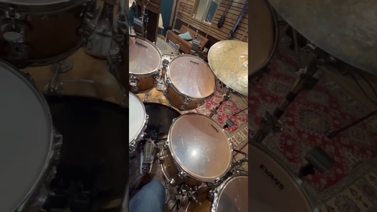 My drums and microphones setup for recording at my Drum Room Studio.