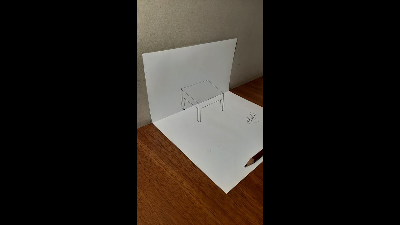 Как нарисовать стол, 3д рисунок