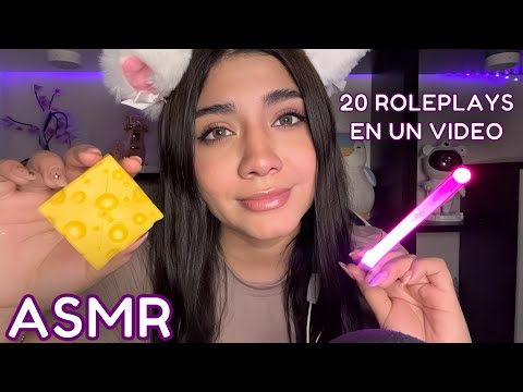 ASMR ESPAÑOL / 20 ROLEPLAYS en 1 solo VIDEO / SPIT PAINTING + TOCO TU CARITA y más