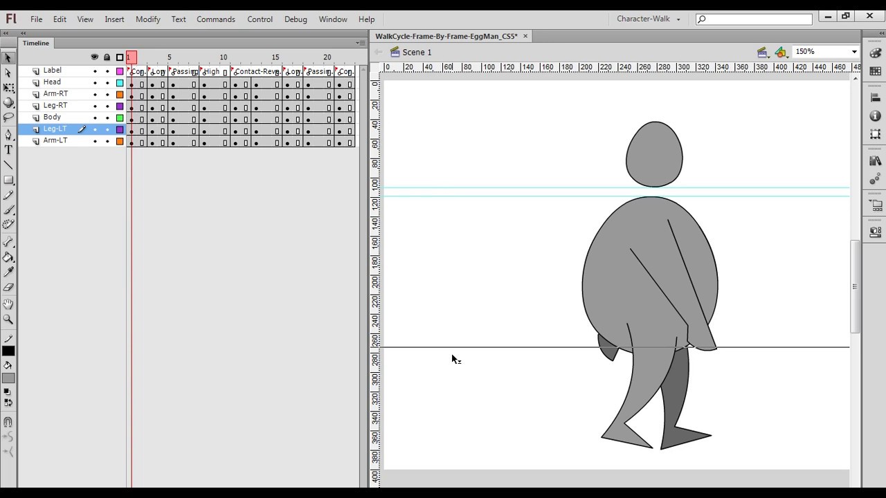 Flash Tutorial Walk Cycle Frame By Frame Part 2