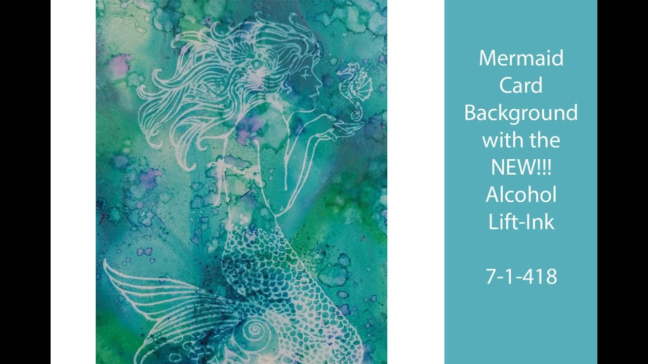 Alcohol Lift-Ink Alcohol Ink Mermaid Card Background on Yupo Paper