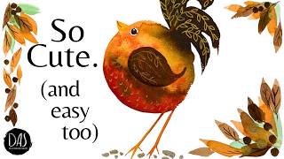 Whimsical Autumn Robin in Watercolor + Gold | Boost Your Confidence in 20 Mins!