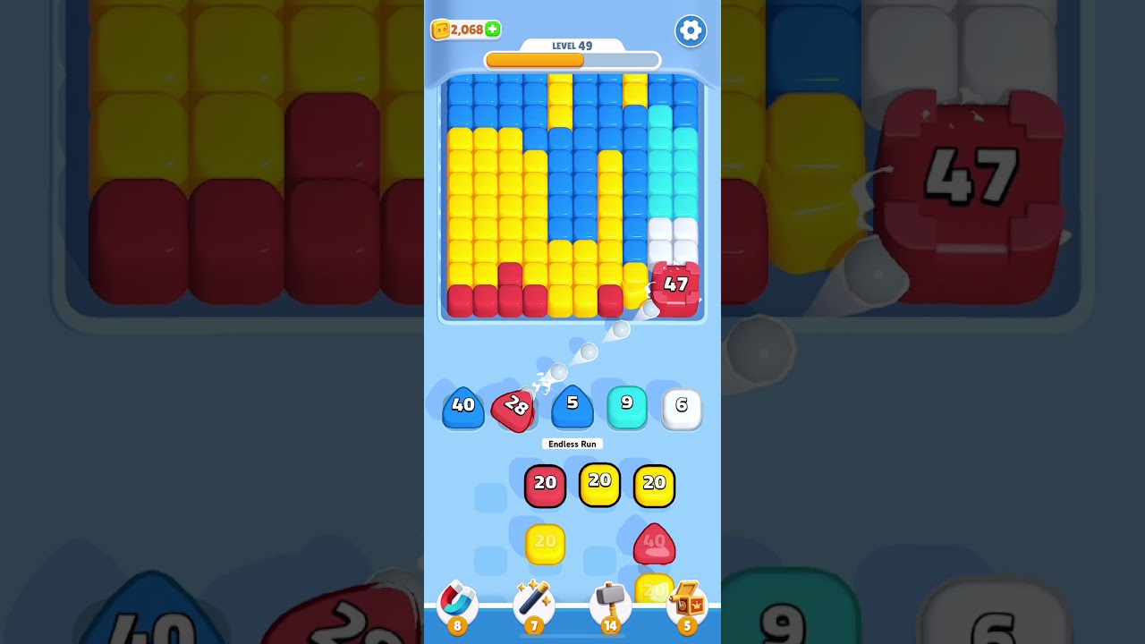 Blast Game Level 49: Hard board, plan smart combos!