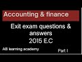 Accounting and finance exit exam questions and answers