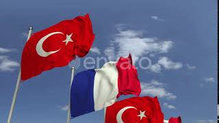 Waving Flags of Turkey and France | Motion Graphics - Envato elements