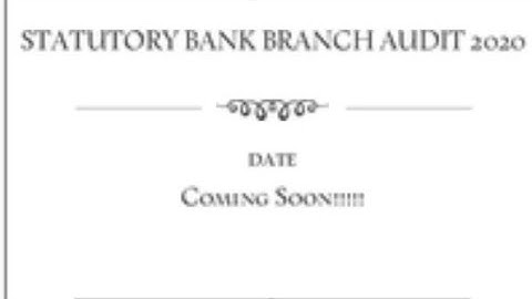 STATUTORY BANK BRANCH AUDIT 2020