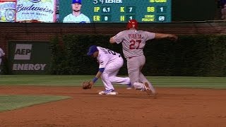 STL@CHC: Heyward reaches on Bryant's error in the 7th