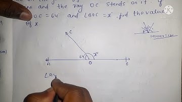 In the given figure, AOB is a straight line and the ray OC stands on it. If angle AOC = 64°...