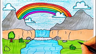 Kolay Manzara Resmi Çizimi Doğa Resmi Çizimi - How To Draw Very Easy Landscape - Manzara Resmi