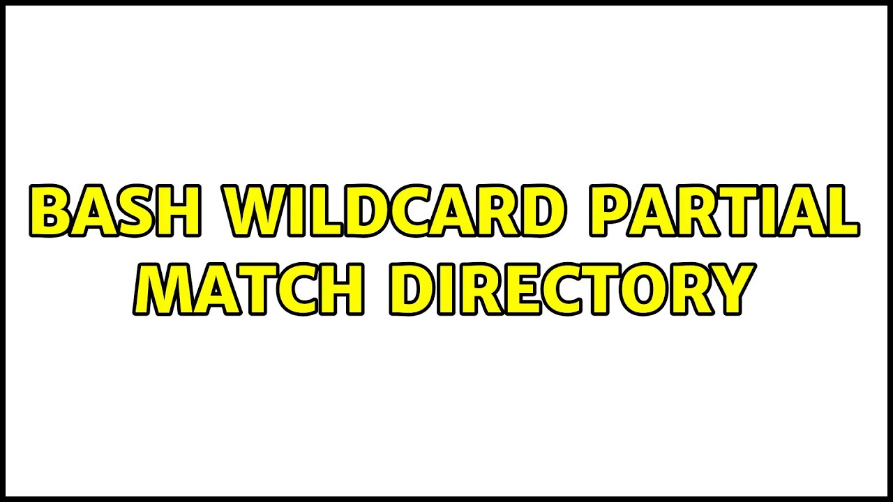 Bash Wildcard Partial Match Directory (2 Solutions!!) YouTube