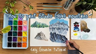 ⛰️How to Paint Studio Ghibli Mountains⛰️Beginner STEP BY STEP Gouache 4K Tutorial(LOTS OF PAINTING!)