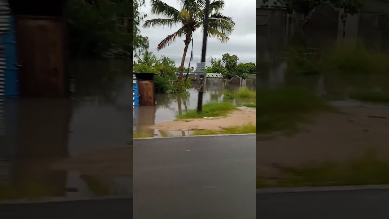 o impacto da chuva de ontem na cidade da Beira, Moçambique.