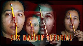 PENCIL PIERCED NOSE  | SFX Halloween Makeup tutorial | Easy SFX #shorts #viralvideo