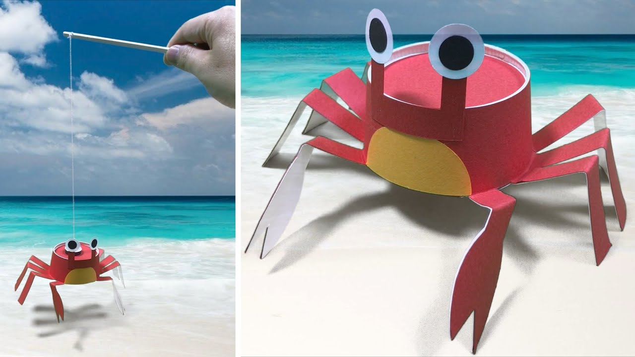 【工作】紙コップの歩くカニの作り方　カニ釣りゲーム