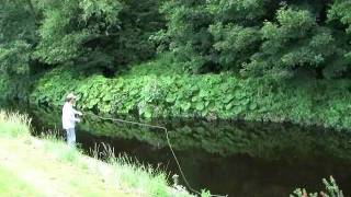 Spey casting single handed double haul jump roll