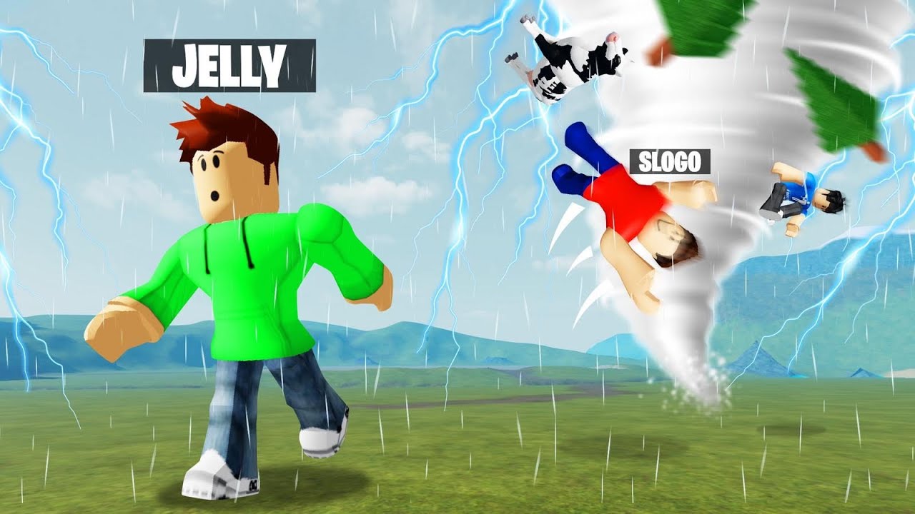 Escape From The Destructive Tornado Roblox Youtube - jelly playing roblox