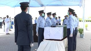 FUNERAL PARADE OF PAF OFFICER WHO EMBRACED MARTYRDOM IN TRAGIC KARACHI AIR CRASH, HELD AT PAF BASE