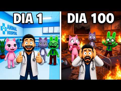 Sobrevivendo100 turnos no Hospital de Animais (ROBLOX)