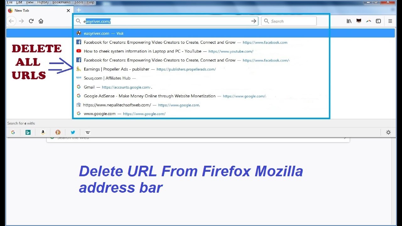 New Update How to remove or Delete URL Firefox Mozilla address bar