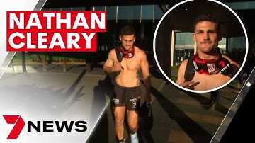 Penrith Panthers captain Nathan Cleary speaks outside leagues club after winning 2022 grand final