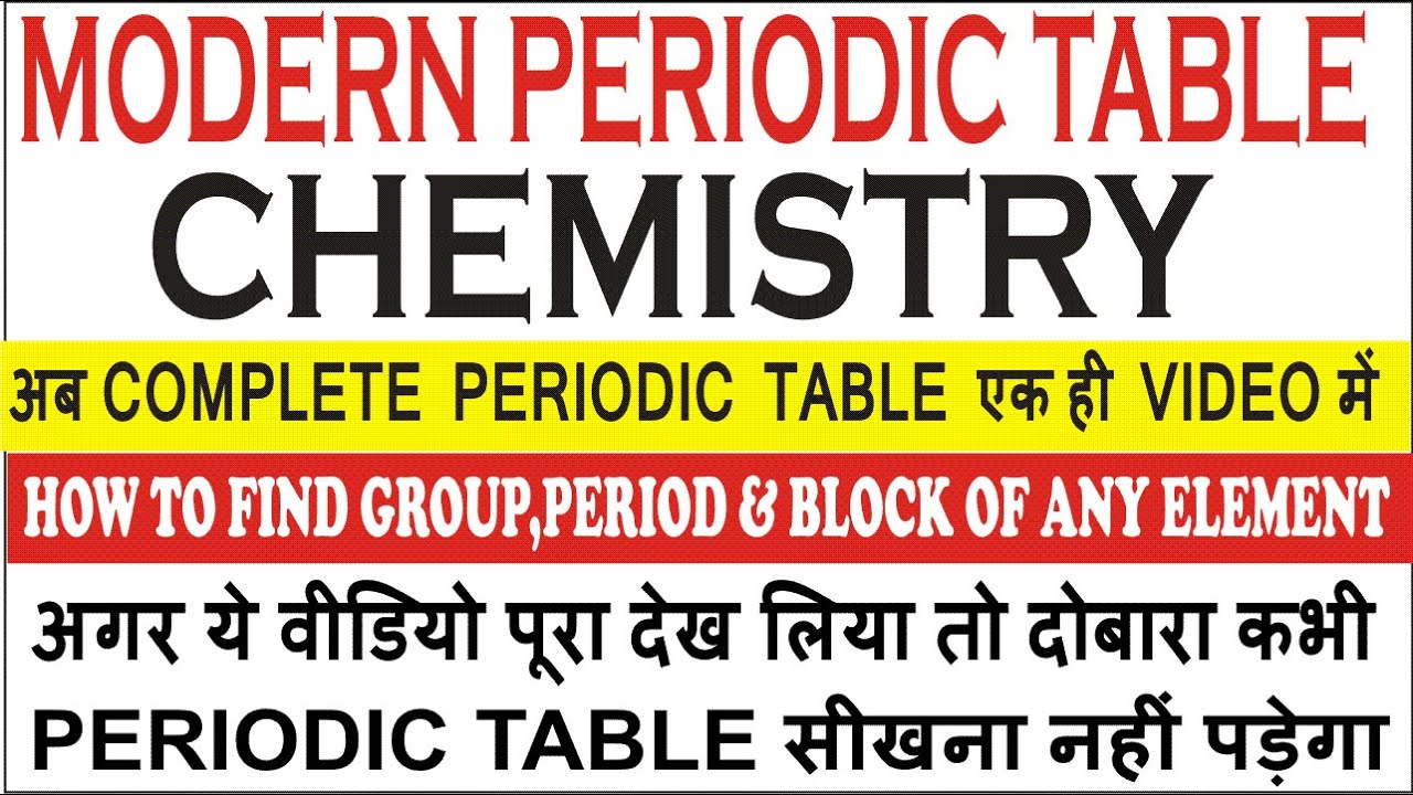 MODERN PERIODIC TABLE /HOW TO FIND GROUP, PERIOD & BLOCK OF ANY ELEMENT ...