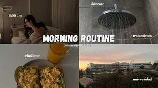 MORNING ROUTINE PARA LA UNIVERSIDAD (6 am)+ rutina  | organización, chai latte, skincare...