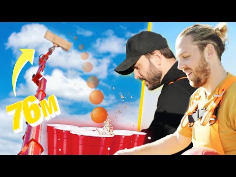 Beer Pong Géant sur des nacelles de 76m (le perdant dort dessus)