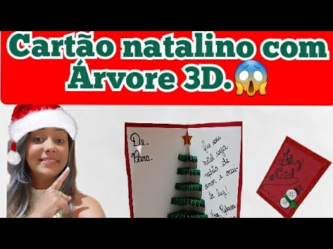 Cartão de Natal com árvore  3D - Passo a passo e molde pra imprimir.
