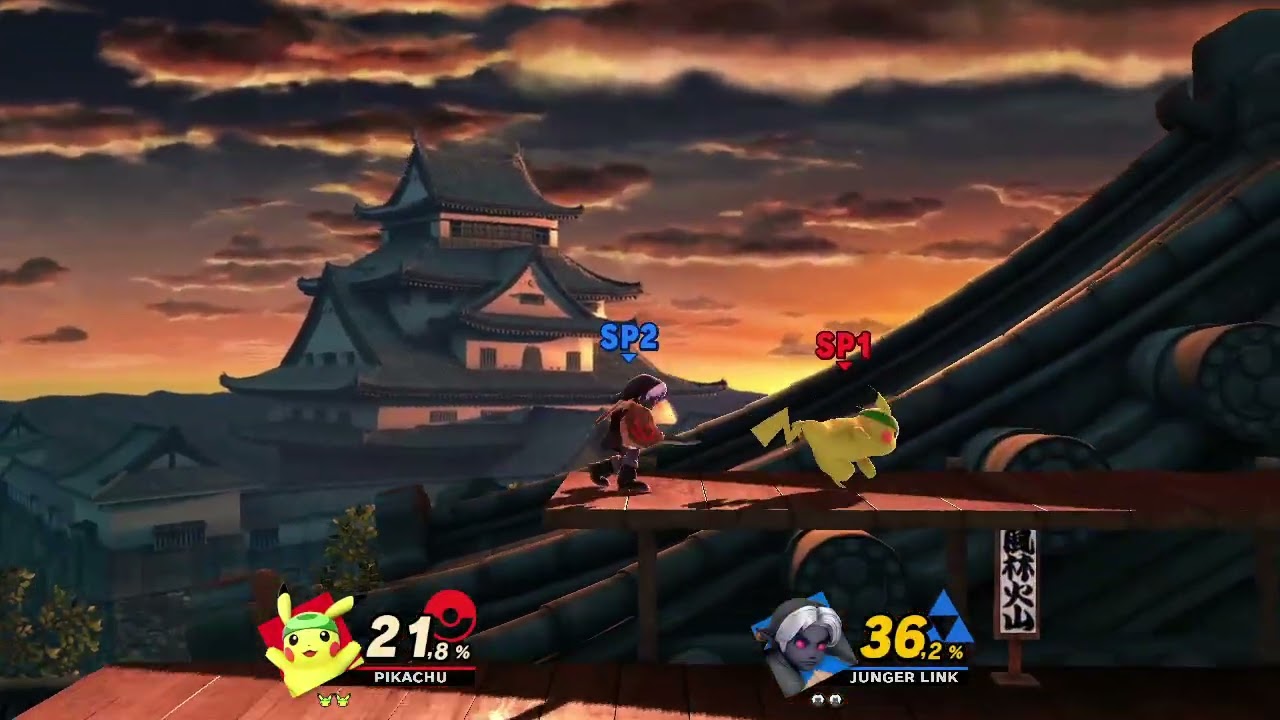 SSBU Pikachu Vs. Junger Link (Suzaku Castle)