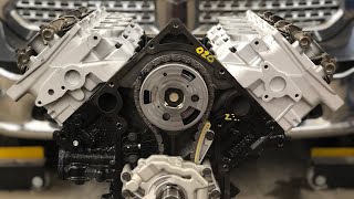 Getting a 5.7 Hemi crate engine ready to be installed.