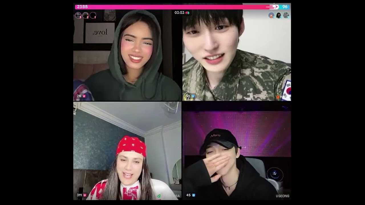 هيام مع الكوبرا تطلب منها تسأل الشب إذا عندو صديقة أو حبيبة رباعي مع شباب كوريا 2/12