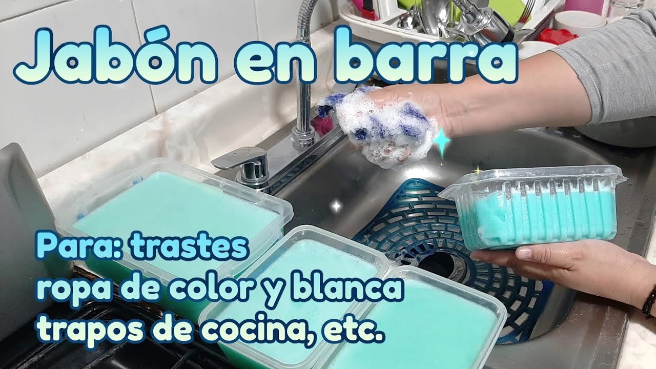 Jabón en barra - Para trastes, ropa de color y blanca, trapos de cocina ...