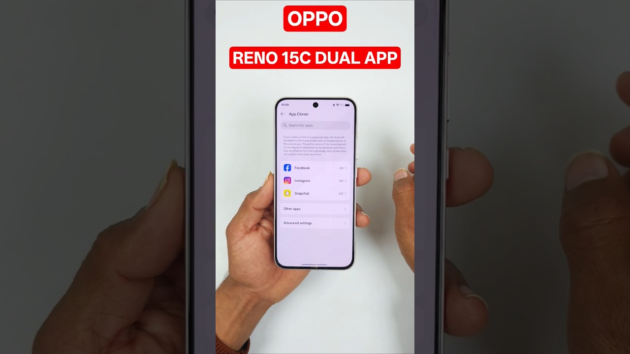 Oppo reno 15c Dual App Settings - 