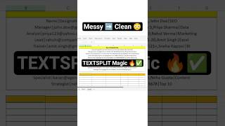 How to Instantly Clean Messy Excel Data | Text to Column in Excel‼️ | TEXTSPLIT Formula #ExcelHack