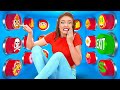 1000 MYSTERY BUTTONS CHALLENGE || 1 Knopf lässt dich entkommen! Eimerweise Essen auf 123 GO! FOOD