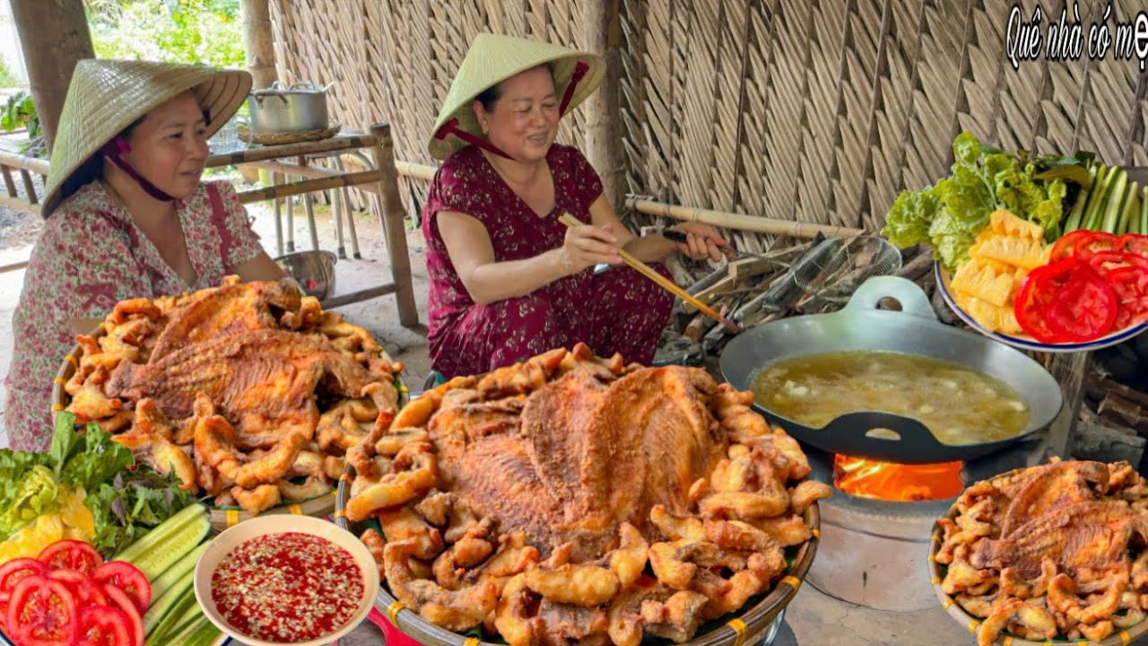 Cá Diêu Hồng Chiên Giòn Cuốn Bánh Tráng | Món Ăn Quê Nhà Chị Chồng và Em Dâu ||Crispy fried fish