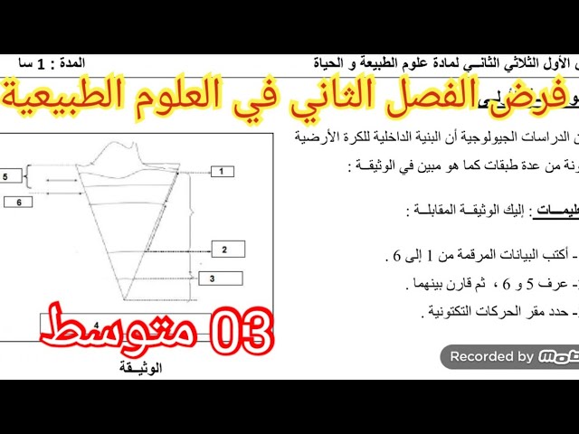 فرض الفصل الثاني في العلوم الطبيعية السنة الثالثة متوسط 2026