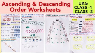Ascending & Descending Order Worksheets/Ordering Number Worksheets  for UKG,CLASS-1 & CLASS-2