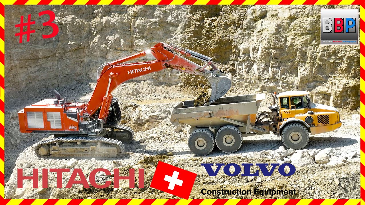 👷 Hitachi ZX890-7 & Volvo A40, Steinbruch, Schweiz, 2023 #3