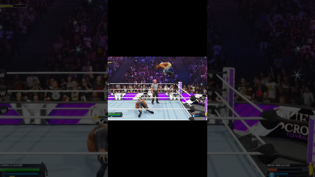 Carmelo Hayes Does a Top Rope frog Splash in WWE 2K24/WWE