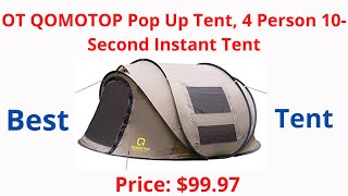OT QOMOTOP Pop Up Tent, 4 Person 10-Second Instant Tent, Waterproof and Windproof Easy Set-up Tent