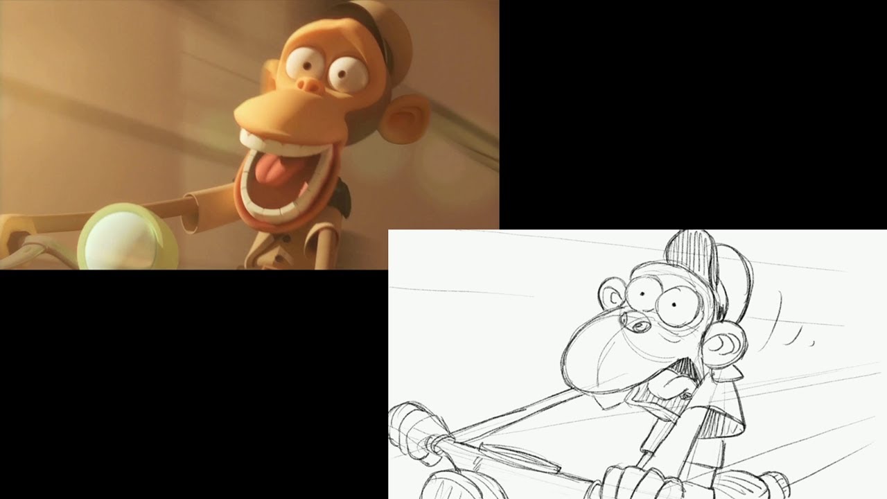 Marco Macaco - Action Chase Sequence - Dual Video (animatic/final film)