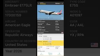 American 🇺🇸 eagle 🦅 Embraer E175LR AA4379 diverted to Rochester🇺🇸 age 19 years old