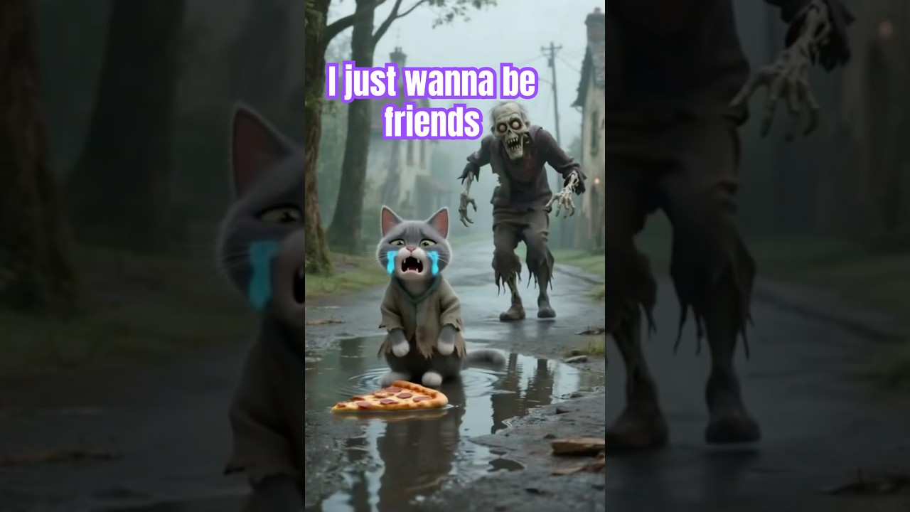 Zombie Chased a Kitten for Pizza… But the Ending Shocked Everyone#Zombie#Cat #Pizza #kindness #Funny