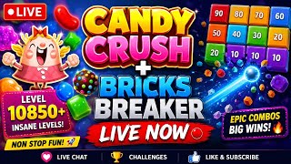 😍 Most Satisfying Candy Crush LIVE 🍬 + Brick Breaker Madness! #candycrushlive #bricksbreakerquest screenshot 3