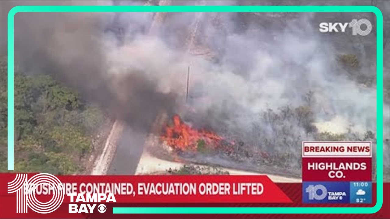 Evacuations lifted following brush fire in Highlands County - YouTube